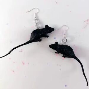 Black Mouse Rat Earrings
